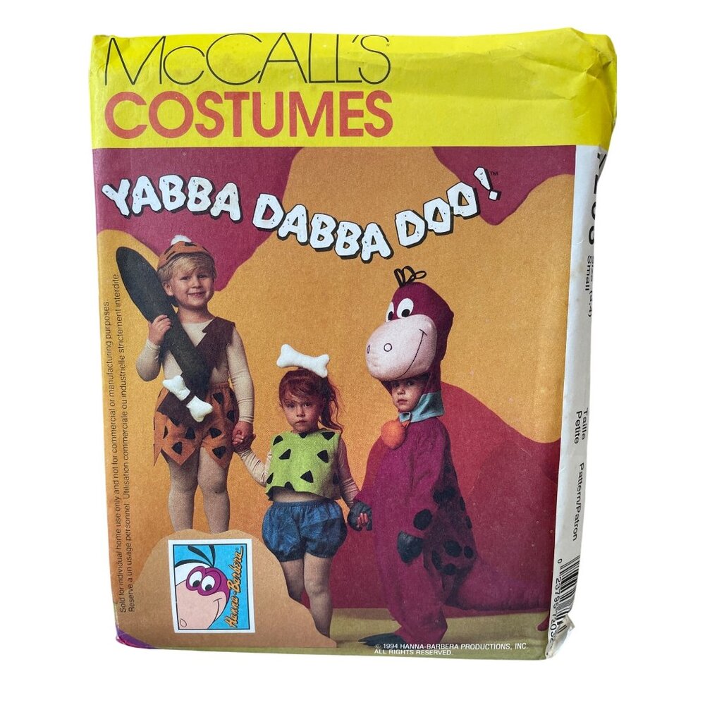 McCalls 7203 Sewing Pattern Flintstones Childrens Costume Size‎ 3-4